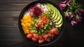 Vibrant poke bowl with stunning presentation Royalty Free Stock Photo