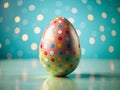 Vibrant Polka Dot Easter Egg A Festive Spring Celebration on a Blue Background Royalty Free Stock Photo