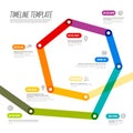 Colorful Polygonal Timeline Template Design with colorful thick time lines