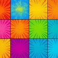 A vibrant pop art comic-style pattern featuring a grid of nine squares. Royalty Free Stock Photo