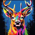 Vibrant Pop Art Deer: A Colorful Fusion Of Advertising And Painting