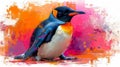 Vibrant Pop Art Penguin Painting AI Generated