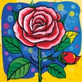 Vibrant Pop Art Rose Image On Yellow Background