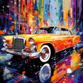 Vibrant Pop Art Style Abstract Art Piece Showcasing the Lavishness and Elegance of Limousines Royalty Free Stock Photo