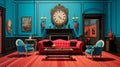 Vibrant Pop Surrealism: A Hyper-realistic Living Room With A Victorian Twist