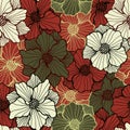 Vibrant poppy bloom seamless sample. Organic floral composition. Poppy blossom with