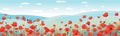vibrant poppy field vector simple 3d smooth cut and isolated illustration