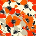 Vibrant Poppy Floral Pattern Illustration in Contemporary Style