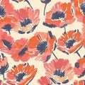 Vibrant Poppy Flower Pattern on Pastel Background for Textile Design