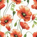 Vibrant Poppy Flowers Seamless Pattern Design