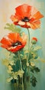 Vibrant Poppy Oil Painting With Uhd Quality And Intricate Details