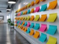 Vibrant Post-it Notes on Whiteboard, Creative Task Management Scheme for Productivity and Collaboration