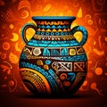 Vibrant Pottery Artifact with Intricate Patterns and Mysterious Symbols