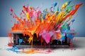 Vibrant Printer color splashes element. Generate Ai Royalty Free Stock Photo
