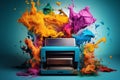 Vibrant Printer color splashes. Generate Ai Royalty Free Stock Photo