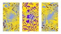 Vibrant psychedelic backgrounds set for posters and cover designs. Dynamical rippled surface, illusion, curvature. Abstract artist