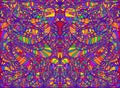 Vibrant psychedelic creative colorful symmetrical kaleidoscope background. Decorative surreal abstract pattern with maze