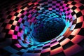 Vibrant psychedelic patterns. mesmerizing optical illusions on a captivating black background