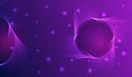 A vibrant purple abstract background with glowing particles and smooth dotted waves forming a dynamic circle shape creates a Royalty Free Stock Photo