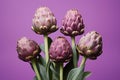 Vibrant Purple Artichokes on Colorful Background AI Generated