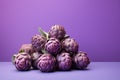 Vibrant Purple Artichokes on Colorful Background AI Generated