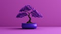 Vibrant Purple Bonsai Tree: Oriental Minimalistic Desktop Wallpaper