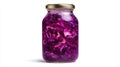 Vibrant purple cabbage in a glass jar, isolated Royalty Free Stock Photo