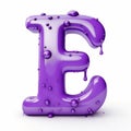 Vibrant Purple 3d Letter E With Water Droplets - Witty Expressionism