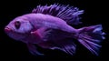 Vibrant Purple Fish In Bold Chromaticity: Ocean Academia Artwork