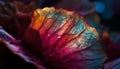 Vibrant purple flower head in macro, showcasing leaf vein fractal generated by AI