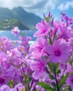 Vibrant Purple Flowers in Artistic Painting, Saint Lucia, North America