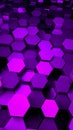 Vibrant purple hexagonal honeycomb pattern with dynamic light and shadow effects Royalty Free Stock Photo