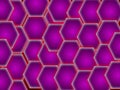 Vibrant Purple Hexagonal Honeycomb Pattern with Red Neon Glow Highlights Royalty Free Stock Photo