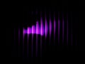 Vibrant purple light streaks illuminate a dark abstract background with vertical bars Royalty Free Stock Photo