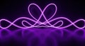 Vibrant Purple Neon Light Trails Intertwined, Symmetrically Reflected on Dark Surface Royalty Free Stock Photo