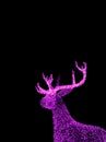 Purple Pink Illuminated Christmas Reindeer Shaped Outdoor Decoration Lights on Night Sky Background Royalty Free Stock Photo