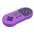 Retro Purple Video Game Controller with D- Pad and Buttons on White Background gaming Royalty Free Stock Photo