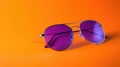 Vibrant Purple Sunglasses on Orange Background