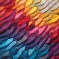 Vibrant Quilted Artwork With Detailed Feather Rendering And Futuristic Chromatic Waves