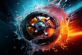 Vibrant Racing wheel color splash. Generate Ai Royalty Free Stock Photo