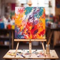 Vibrant Rainbow Abstract: Dynamic Brush Strokes on Canvas Royalty Free Stock Photo