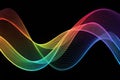 Vibrant-rainbow abstract wave design on black background. Royalty Free Stock Photo