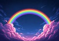 Vibrant rainbow arching over pink clouds at night sky Royalty Free Stock Photo