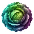 Vibrant Rainbow Cabbage Illustration on White Background Royalty Free Stock Photo