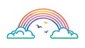 Vibrant Rainbow with Clouds and Birds Icon, vector design Generative AI Royalty Free Stock Photo