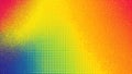 Vibrant rainbow color gradient background featuring dynamic halftone dot patterns transitioning across the frame creating an Royalty Free Stock Photo