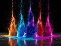 Vibrant Rainbow Color Splash Background with Abstract Spirals Royalty Free Stock Photo