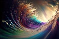 Vibrant rainbow color tidal wave splashing in contemporary abstract art Royalty Free Stock Photo