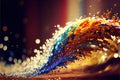 Vibrant rainbow color tidal wave splashing in contemporary abstract art Royalty Free Stock Photo