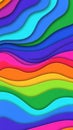 Vibrant rainbow colored abstract wavy paper cut layers with soft shadows creating a dynamic and colorful background texture Royalty Free Stock Photo